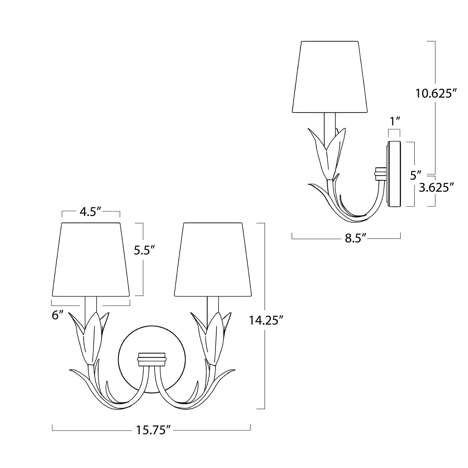 River Reed Sconce Double (White with Rattan Shade) | Regina Andrew